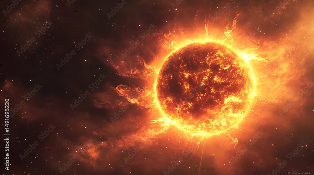 Obraz premium Fiery star in space