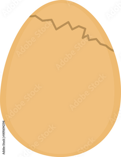 Cracked Egg Shell, Simple Illustration, Pastel Brown