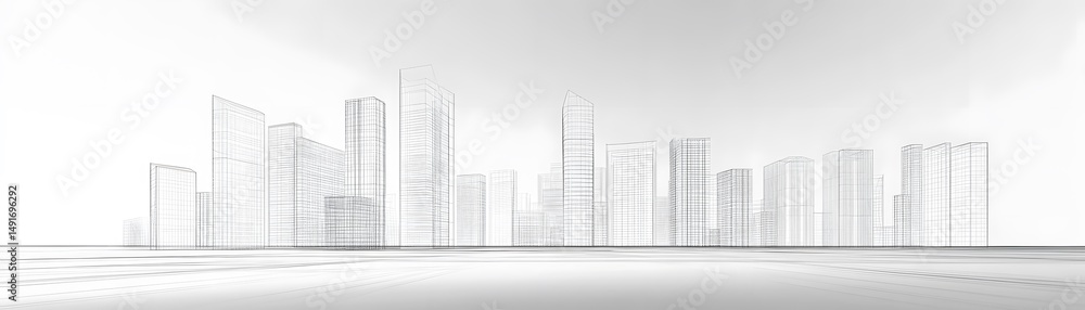 Obraz premium Abstract architectural perspective of a city skyline.