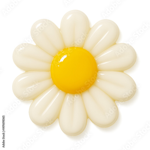 White daisy gel sticker with yellow center for cute decoration or craft use