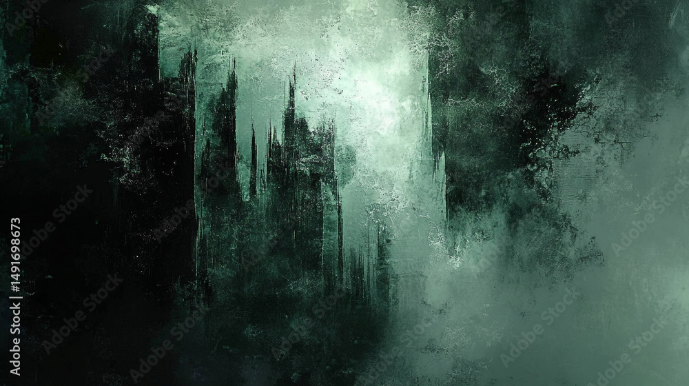 Fototapeta premium And Sharp Emerald Grunge Charcoal Aesthetic Glowing With
