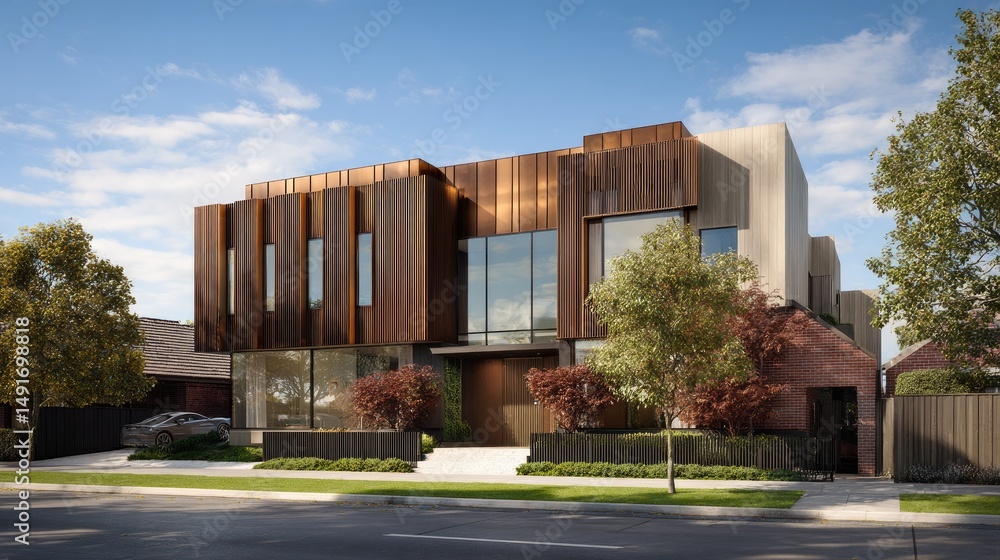 Obraz premium Modern Copper Facade Home.