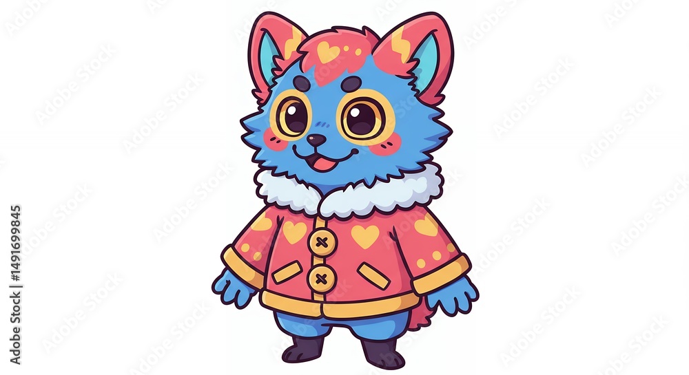 Fototapeta premium Cute cartoon animal in a cozy jacket