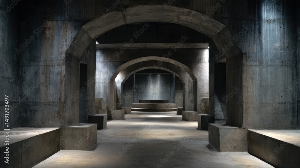 Obraz premium Vast, subterranean concrete passageway