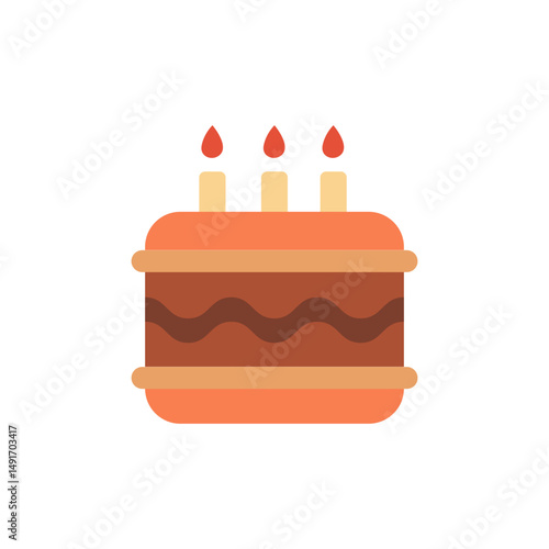 Delightful layered cake icon illustration symbolizing celebration with burning candles