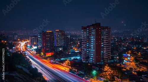 Wallpaper Mural City lights blurring highway at night Torontodigital.ca