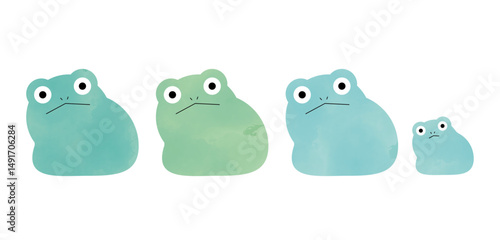 水彩カエルのイラストセット