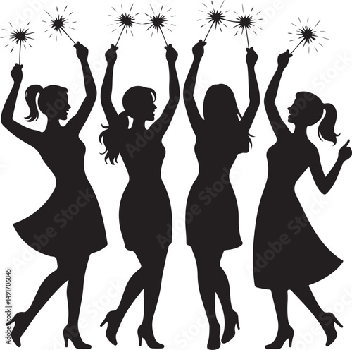 Celebrating Women Silhouette - Dancing with Sparklers 2