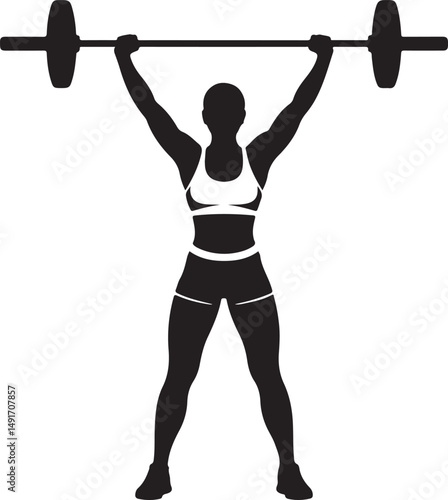 Fitness Woman Silhouette - Barbell Overhead Press 2