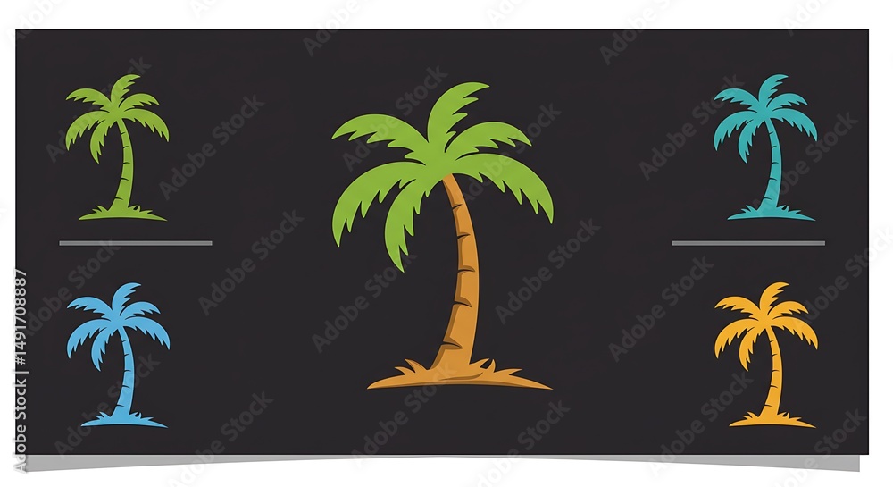 Fototapeta premium Tropical Hues: Palm Variations AI Generated