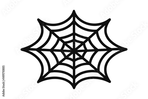 An intricate web spun silhouette on white background