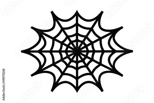 An intricate web spun silhouette on white background