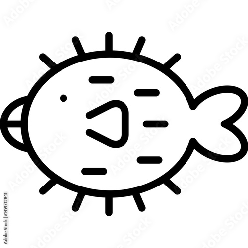  puffer fish icon illustration design with outline