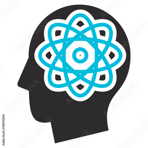 Intelligence Glyph Blue Grey Icon