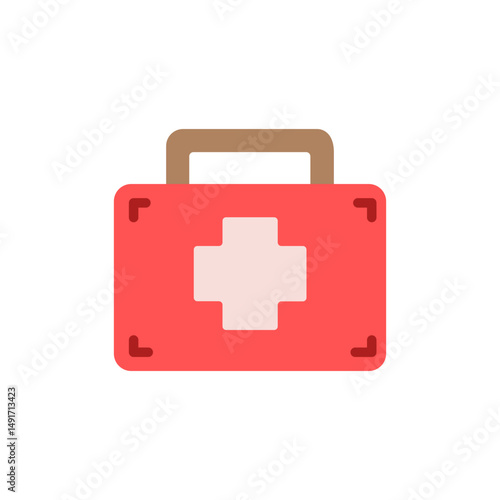 Stylized First Aid Kit Illustration with a Red Case and White Cross Symbol