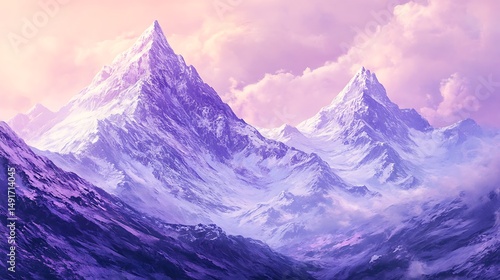Majestic mountains pastel hues landscape
