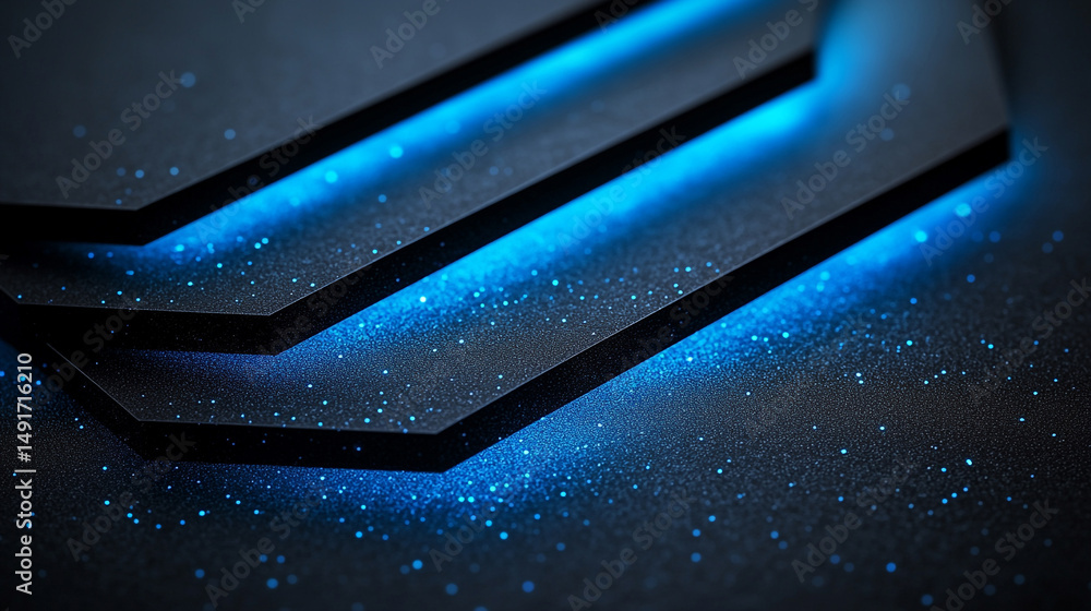 Obraz premium With Cyan Colliding Sharp Deep Shapes Electric And Black