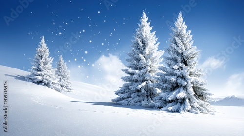 Wallpaper Mural Snow-covered trees under a clear blue sky in a bright winter landscape during daytime. Torontodigital.ca