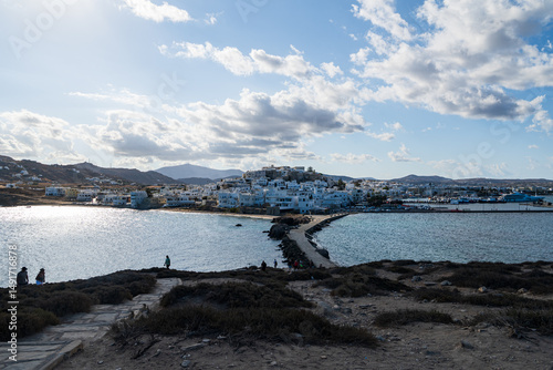A view of of Chora the main town of Naxo in the Cyclades islands, Greece