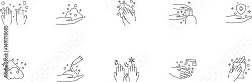 Set of washing hand icon outline style