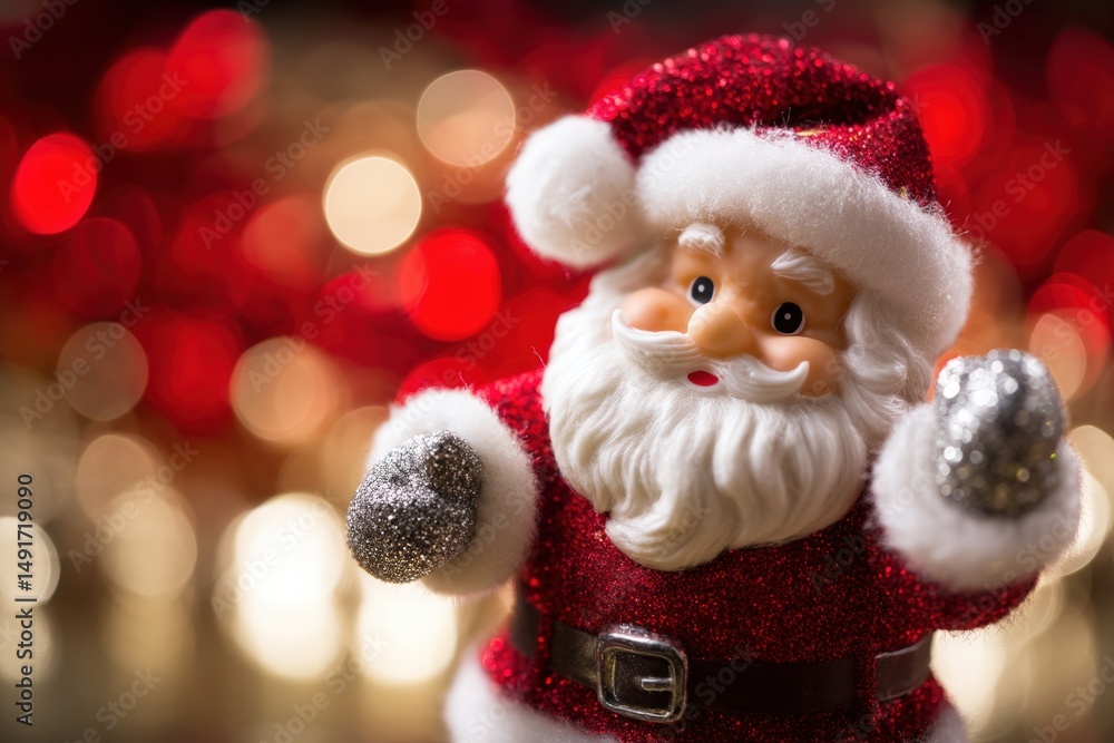 Small Santa Claus figurine wearing a red and white outfit on a white background, studio lighting. Small Santa Claus figurine wearing a red and white outfit on a white background, studio lighting.