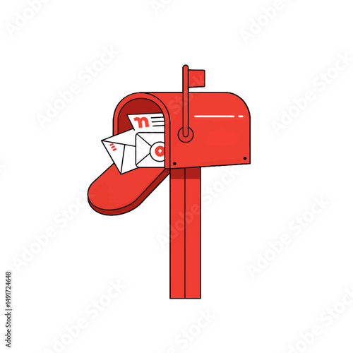 Red Pixelated Mailbox With Letters