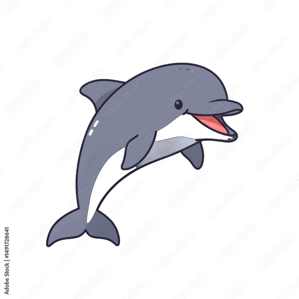 Obraz premium Cute Cartoon Dolphin Jumping