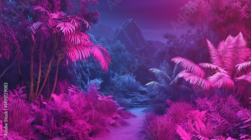 Neon pink jungle path