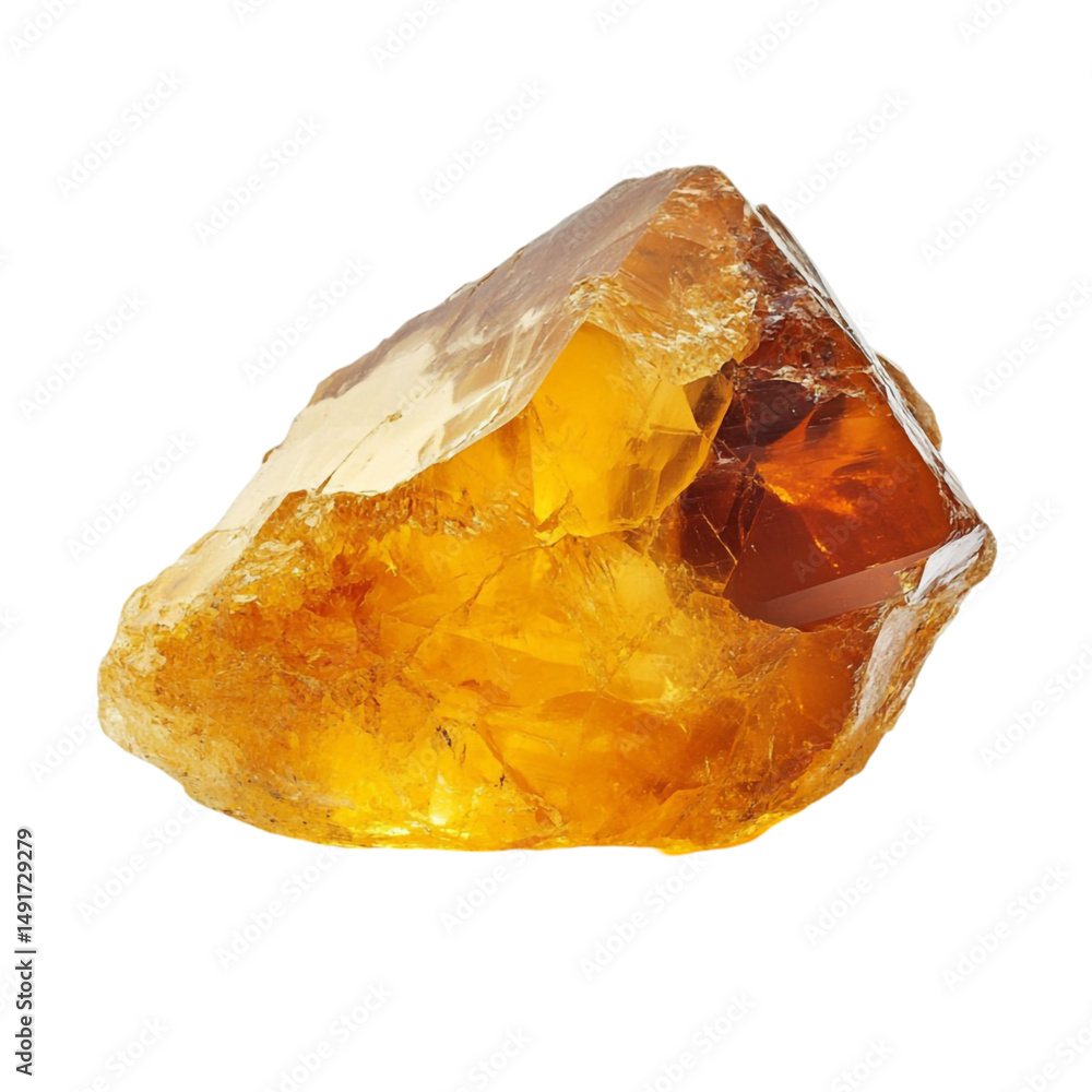 A large golden amber specimen with irregular facets and warm tones showing internal reflections A large golden amber specimen with irregular facets and warm tones showing internal reflections