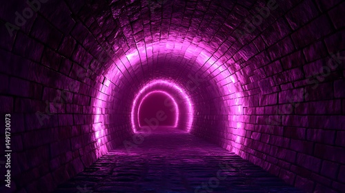 Neon pink tunnel pathway