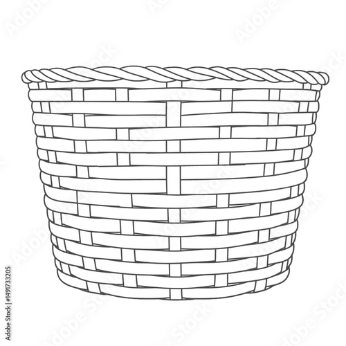Simple Round Wicker Basket Illustration