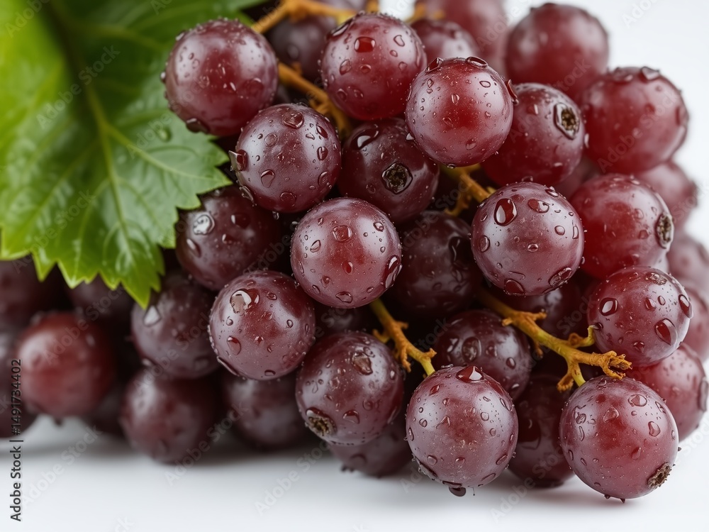 Fototapeta premium A Cluster of Luscious Purple Grapes, Sparkling and Ready to Eat