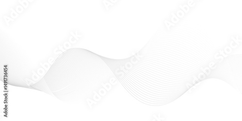 Abstract white blend digital wave lines and technology transparent background. Minimal carve wavy white and gray flowing wave lines and glowing moving lines. Futuristic sound wave lines background.
