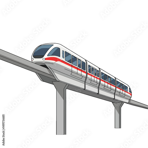 Pixel Art Maglev Train On Elevated Track