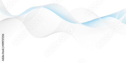 Abstract flow white and blue blend waves lines and technology background. Modern white flowing wave lines and glowing moving . Futuristic technology and sound wave lines background.