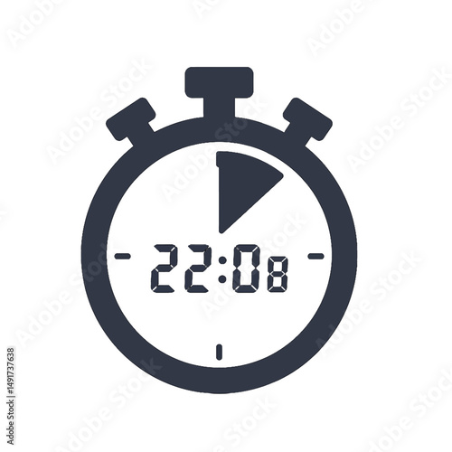 Simple Stopwatch Icon Displaying 22:08