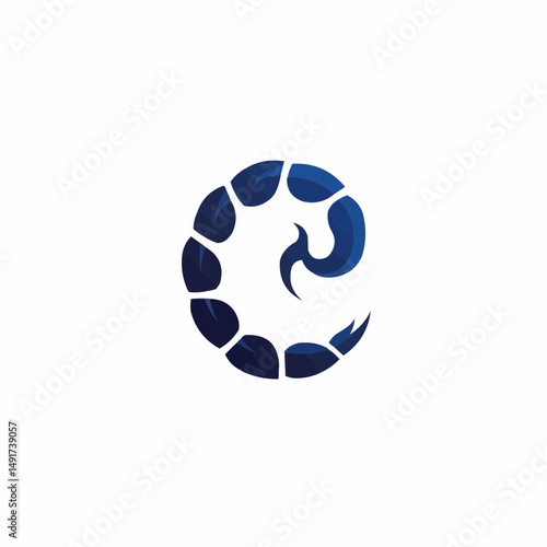 Abstract shape with segments of differing blues in the bottom right corner of frame