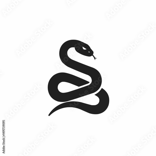 A sleek, coiled viper with a forked tongue, set against a plain white background