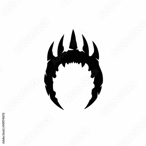 A minimalist black illustration shows a skull and sharp teeth against white background