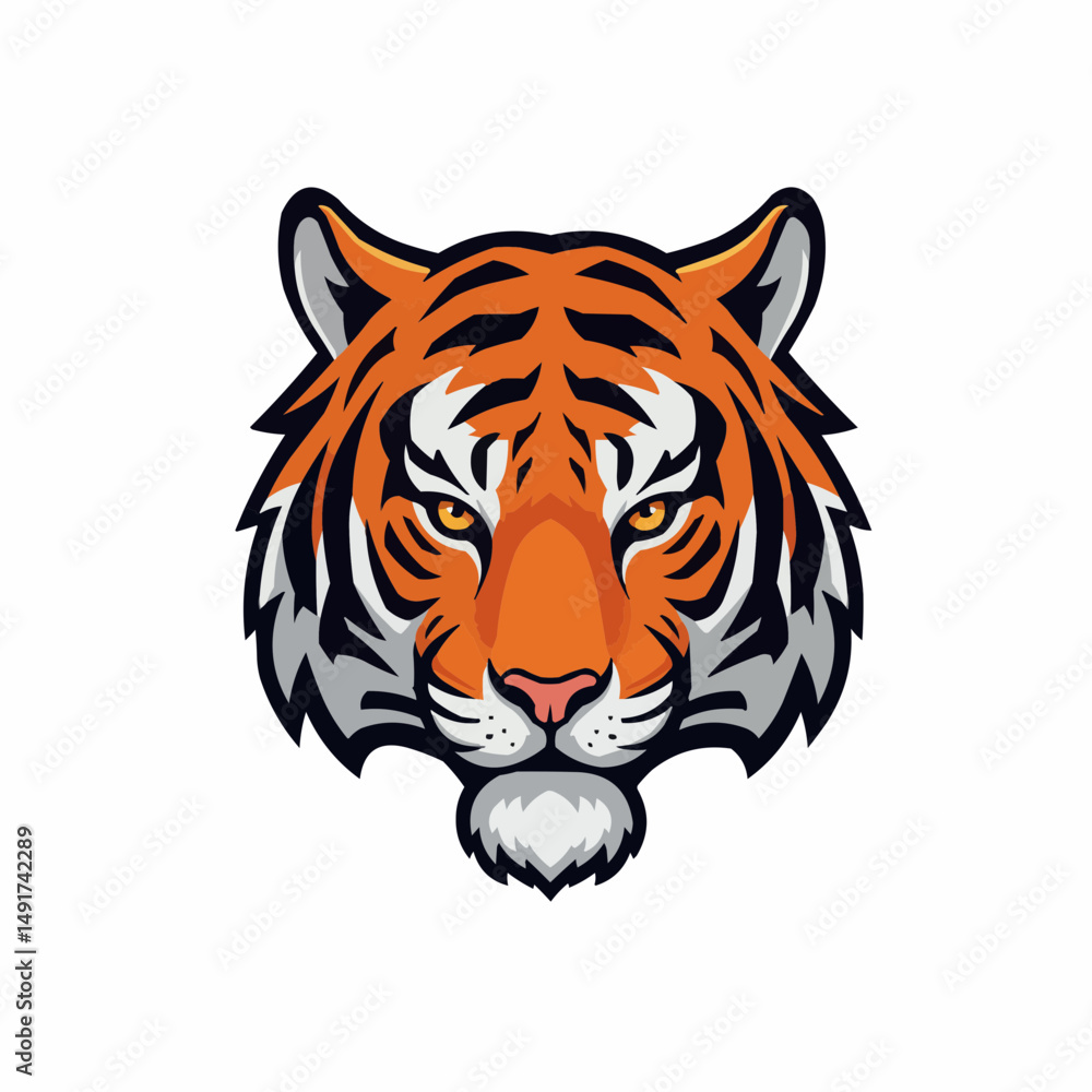 A stylized image features the face of a tiger A stylized image features the face of a tiger