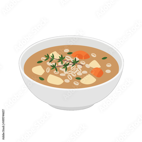 Creamy Oatmeal Soup In White Bowl