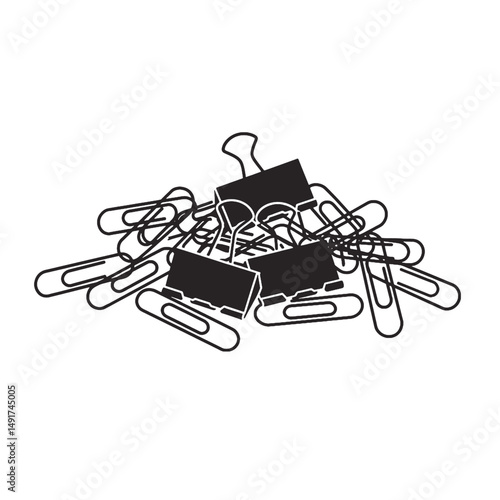 Pile Of Black Paperclips