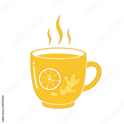 Ginger Lemon Tea In Yellow Cup