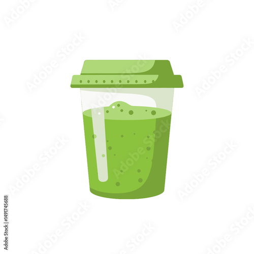 Pixel Art Green Smoothie In Plastic Cup