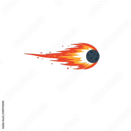 Pixel Art Comet With Fire Trail