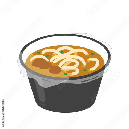 Gourmet Asian Noodle Soup In Disposable Takeout Container