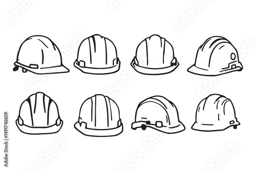 hard hat line art and black color 