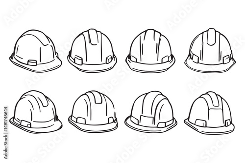 hard hat line art and black color 