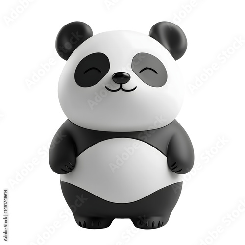 Adorable 3D Render of a Cute Cartoon Panda on Transparent Background. A charming, stylized 3D panda character with a happy expression