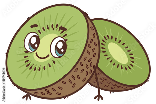 11 whimsical, cute, kiwi fruit character, googly eyes, happy expression, 3d render, whimsical illustration, cartoon style, vibrant colors, detailed, photorealistic